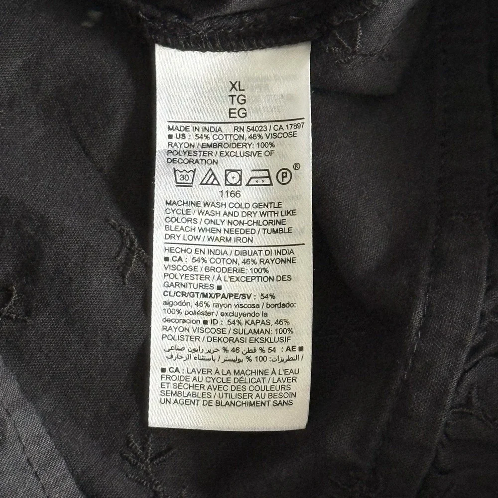 Old Navy Maxi Dress XL Tiered Dark Romantic Cottage Modest Witchy Peasant Black - Picture 11 of 16